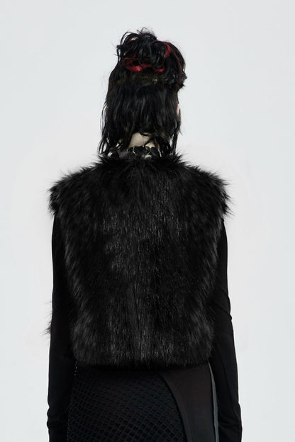 Black Sleeveless Bowknot Side Bandage Womens Steampunk Coat
