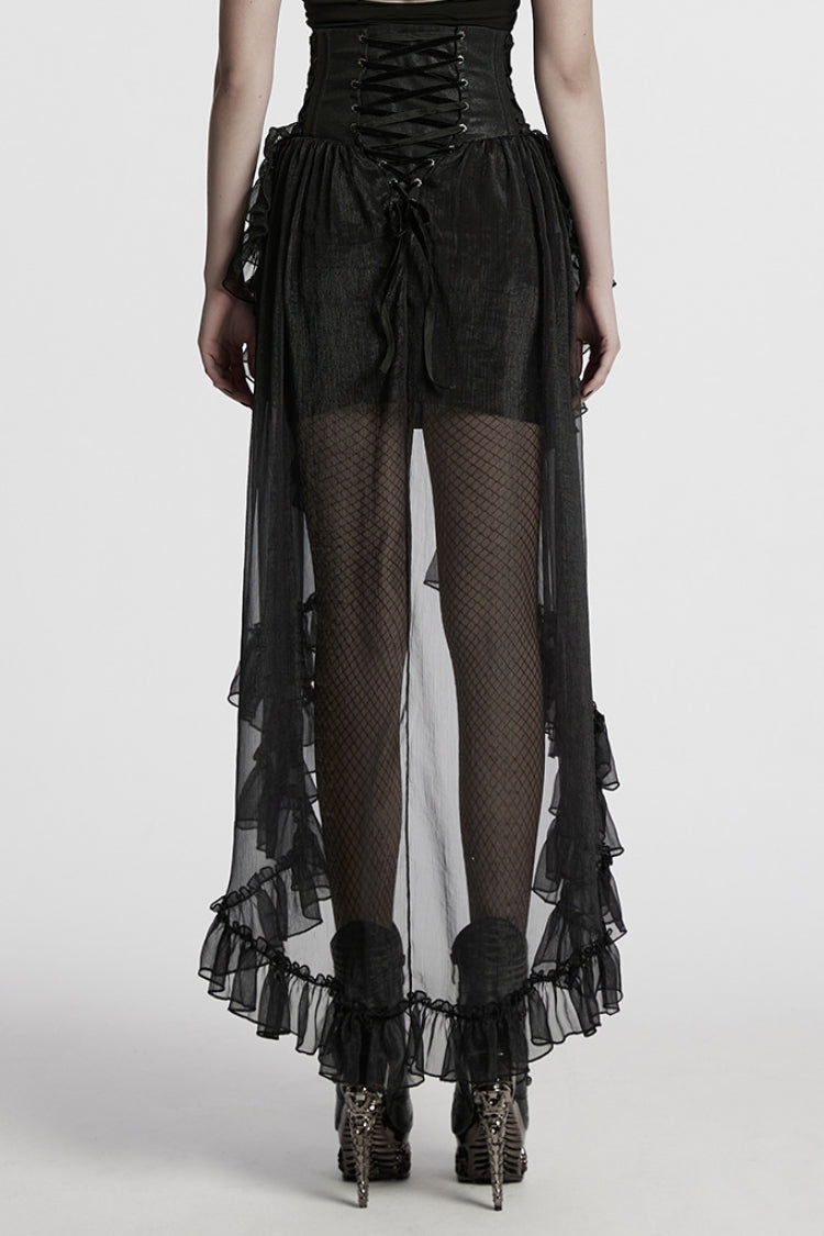 Black Ruffle Lace Women's Gothic Corset Skirt
