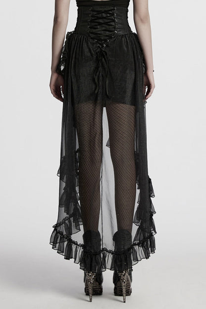 Black Ruffle Lace Women's Gothic Corset Skirt
