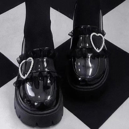 Heart Rhinestone Jirai Kei Elegant Lolita Platforms 3 Colors