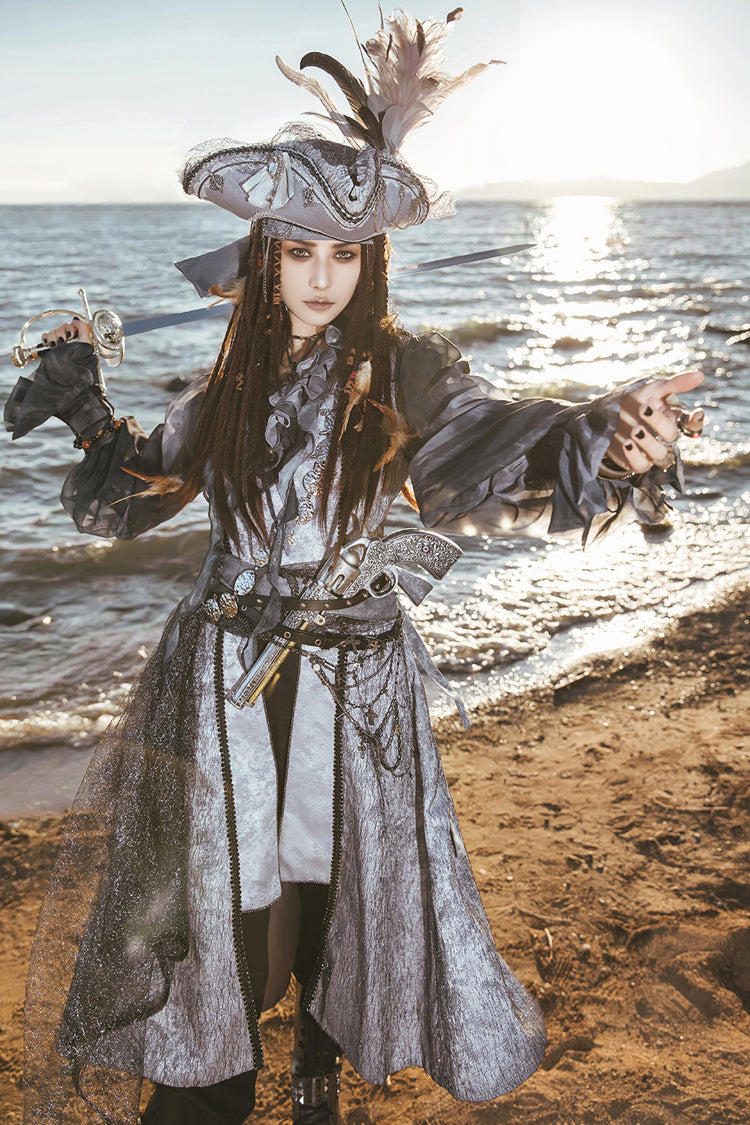 Grey [The Eternal Treasure Route] Sleeveless Vintage Elegant Prince Handsome Ouji Lolita Long Coat