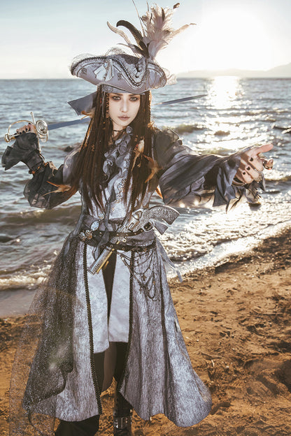 Grey [The Eternal Treasure Route] Sleeveless Vintage Elegant Prince Handsome Ouji Lolita Long Coat