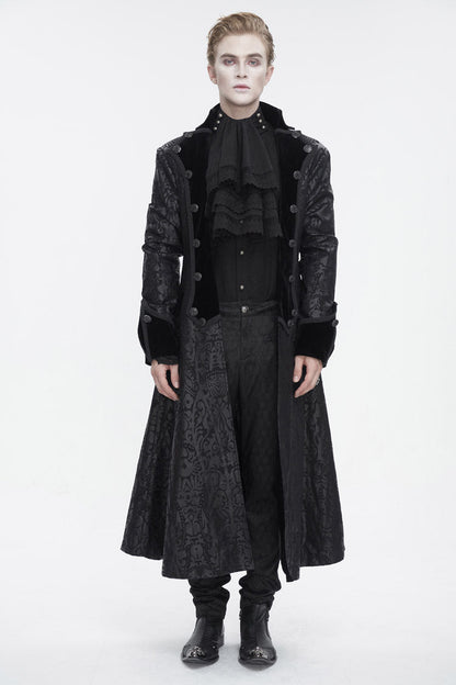Black Puff Sleeved Ruffled Lace Splice Men's Gothic Shirt