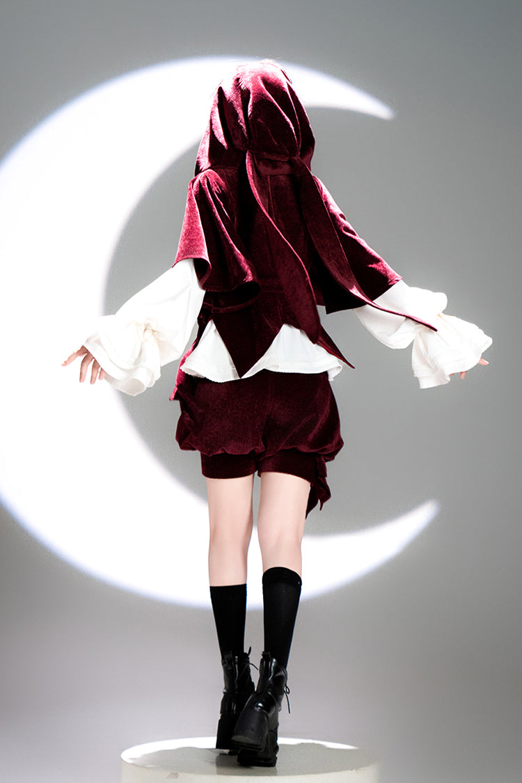 Red [Rabbit Hunt] Rabbit Ears Hooded Sweet Prince Handsome Ouji Lolita Coat