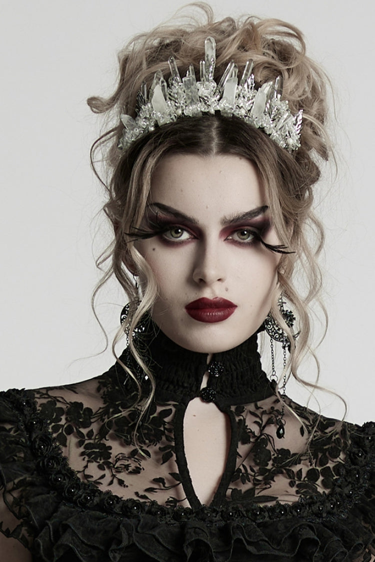 White Irregular Beaded Women's Gothic Crystal Headwear