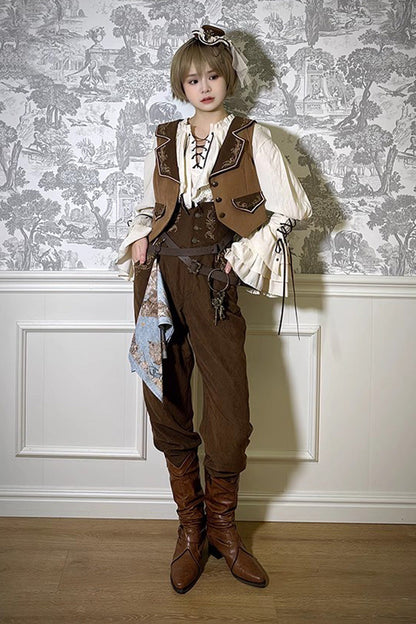 Pirate Series Navigation Treasure Hunting Guide Embroidery Handsome Lolita Vest 2 Colors
