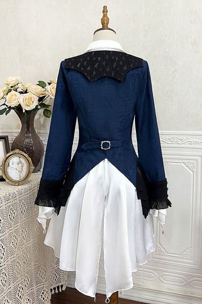 Blue [Chris Son of Evil] Long Sleeves Irregular Prince Handsome Ouji Lolita Coat
