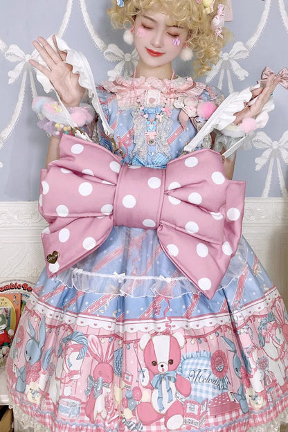 Pink/White Polka Dot Print Bowknot Shaped Sweet Lolita Backpack