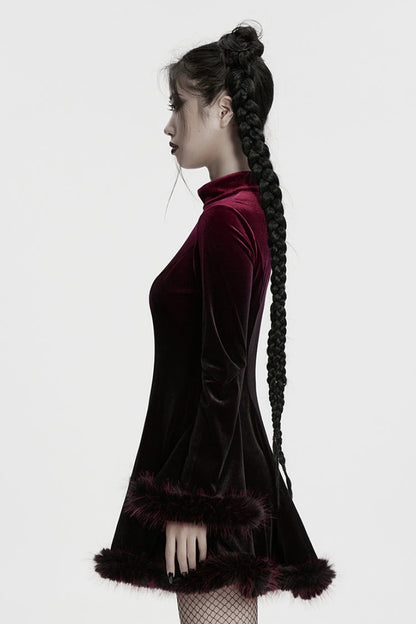 Black/Red Long Sleeves Gradient Women's Gothic Dress