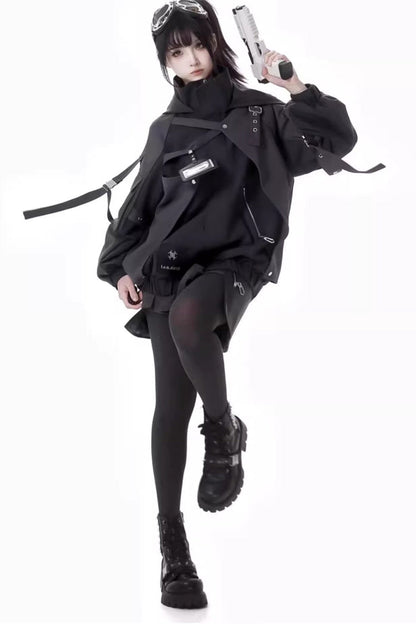 Black [Retrograde Orbit] Long Sleeves Gothic Ouji Lolita Skirt Coat Set