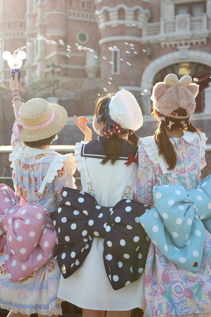 Pink Polka Dot Print Bowknot Shaped Sweet Lolita Backpack