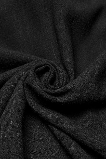 Black Stand Collar Long Lantern Sleeves Floral Jacquard Men's Gothic Blouse