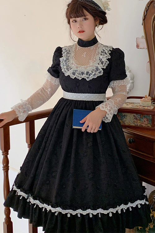 Round Collar Lace Long Sleeves Miss Winnie Plus Size Sweet Lolita OP Dress