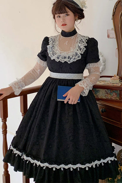 Round Collar Lace Long Sleeves Miss Winnie Plus Size Sweet Lolita OP Dress
