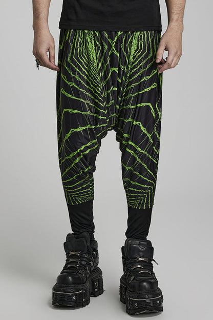 Green Halo Print Men's Sagging Pants