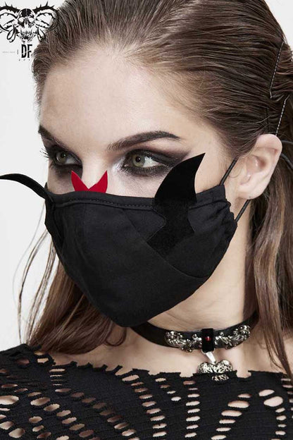 Black Punk Little Devil Wings Decorative Adjustable Women's Mask