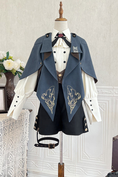 Blue [Little Detective] Print Ouji Prince Handsome Lolita Cloak