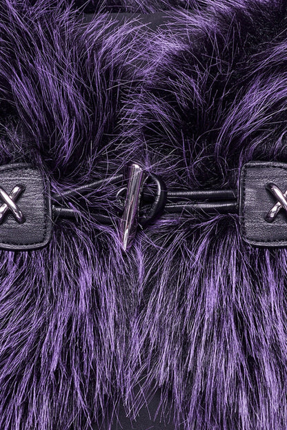Violet Stand Collar Sleeveless Gradient Faux Fur Women's Gothic Cape