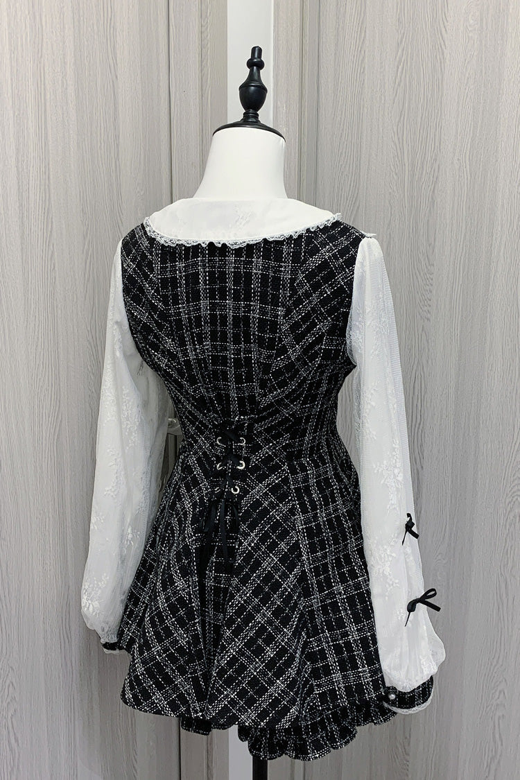 Black/White [Love Sonata] Long Sleeves Ruffle Bowknot Lace Jirai Kei Japanese Dress Set