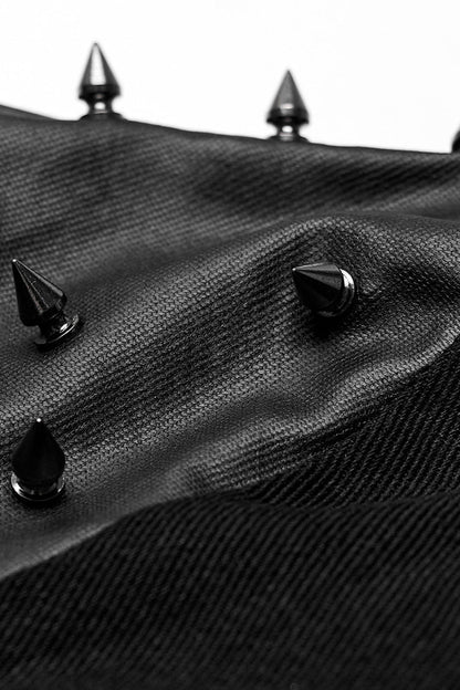 Black Stand Collar Asymmetric Rivet Buckle Men's Punk Faux Leather Harness