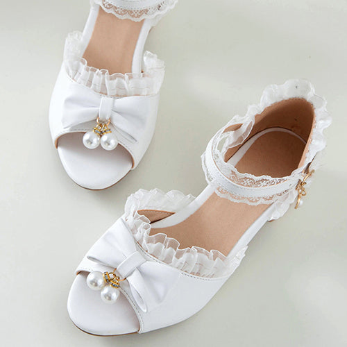 Pearl Pendant Bowknot Sweet Lolita Sandals