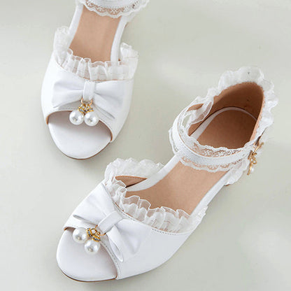 Pearl Pendant Bowknot Sweet Lolita Sandals