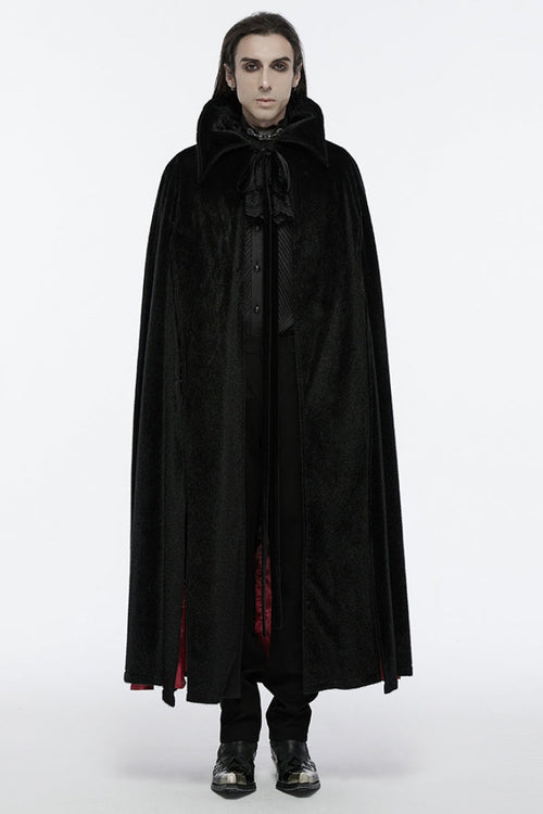 Black/Red Men's Strap Bat Gothic Coat Cloak