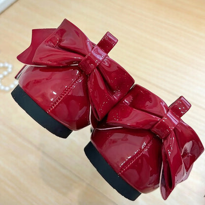 Round Toe Bow Lace Trim Lolita Flat Mary Jane Shoes 6 Colors