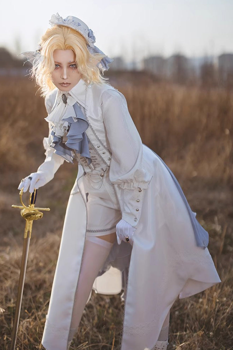 White Mermaid Bone Embroidery Ouji Fashion Handsome Lolita Vest