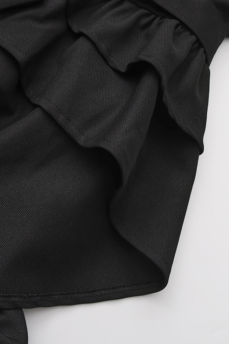 Black [Immortal Silent Agent] Sleeveless Ruffle Ouji Fashion Vintage Elegant Prince Lolita Long Coat