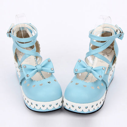 Round Toe Bowknot Lace Sweet Lolita Shoes