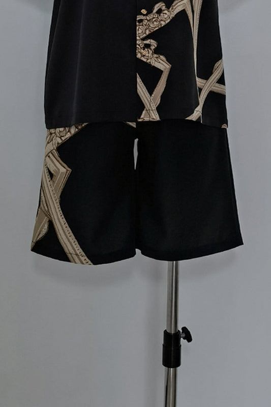 Black [Dream Void Mirror] Print Ouji Fashion Prince Handsome Lolita Shorts