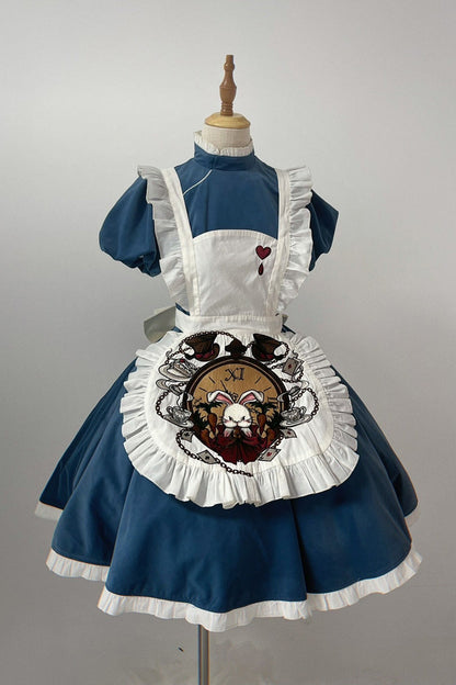 Blue [Dark Fairy Tale Alice] Long Sleeves Ruffle Gothic Lolita Dress