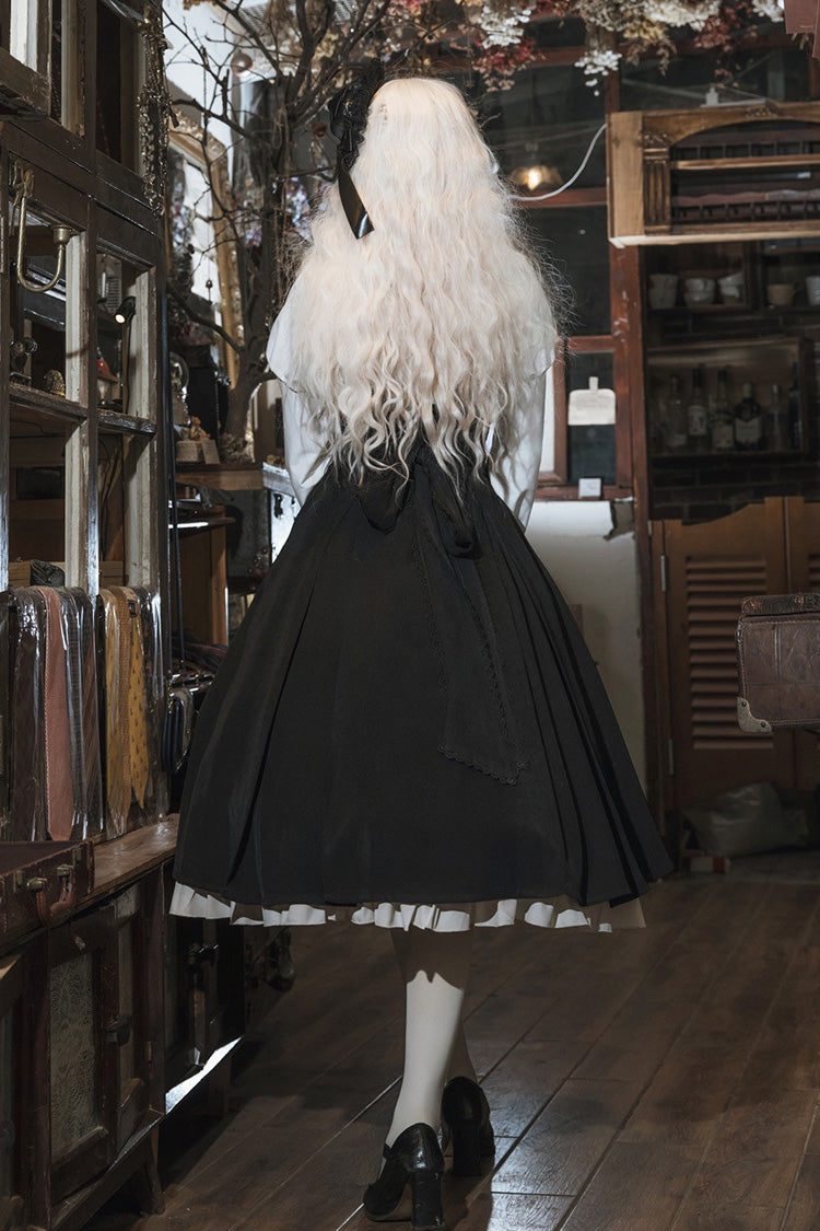 Black/White [Violin Variations] Ruffled Embroidered Gothic Lolita Jumper Dress Set
