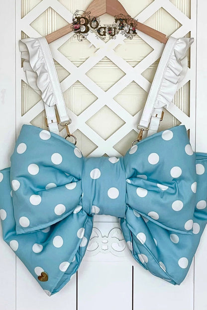 Blue Polka Dot Print Bowknot Shaped Sweet Lolita Backpack