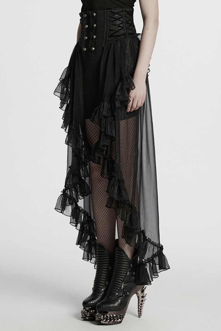 Black Ruffle Lace Women's Gothic Corset Skirt