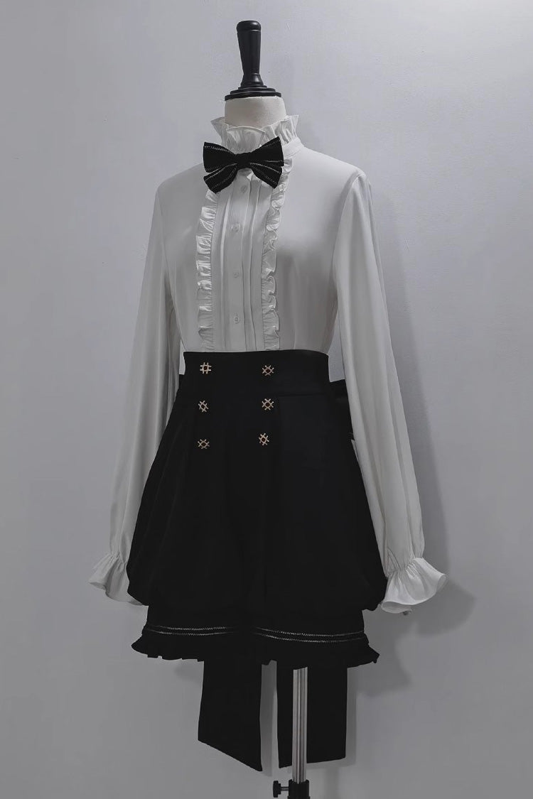 Classic Ouji Shirt - Anxious Rabbit, White, Gothic Style, Long Sleeves - additional product view 2