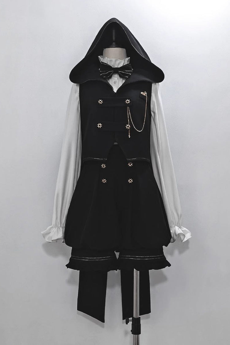 Classic Ouji Shirt - Anxious Rabbit, White, Gothic Style, Long Sleeves - additional product view 4