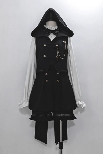 Classic Ouji Shirt - Anxious Rabbit, White, Gothic Style, Long Sleeves - additional product view 4