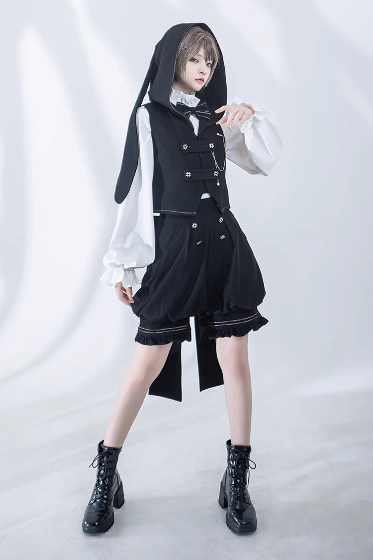 Classic Ouji Shirt - Anxious Rabbit, White, Gothic Style, Long Sleeves - additional product view 9
