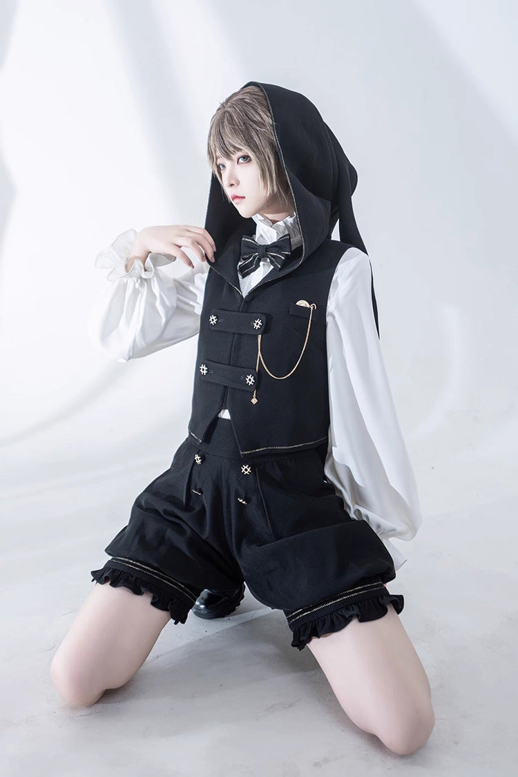 Classic Ouji Shirt - Anxious Rabbit, White, Gothic Style, Long Sleeves - additional product view 10