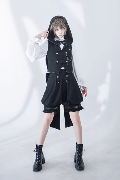 Classic Ouji Shirt - Anxious Rabbit, White, Gothic Style, Long Sleeves - additional product view 11