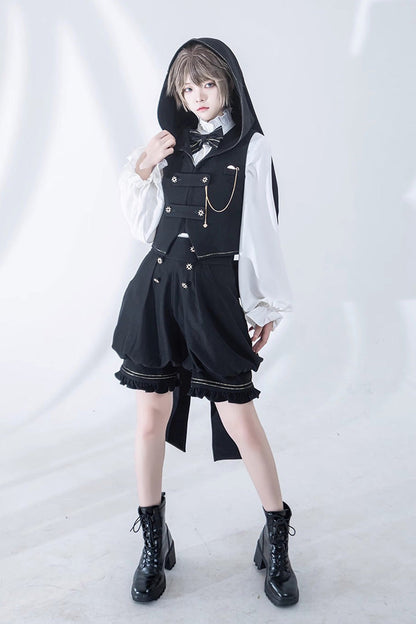 Classic Ouji Shirt - Anxious Rabbit, White, Gothic Style, Long Sleeves - additional product view 12