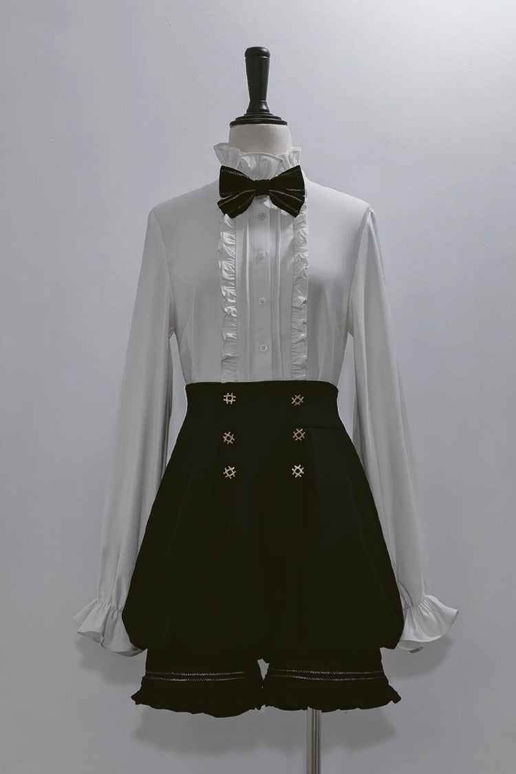 Classic Ouji Shirt - Anxious Rabbit, White, Gothic Style, Long Sleeves - main product image