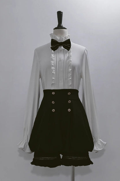 Classic Ouji Shirt - Anxious Rabbit, White, Gothic Style, Long Sleeves - main product image