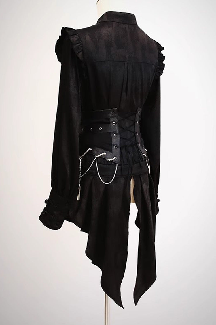 Classic Ouji Shirt - Bone Dragon, 3 Colors, Stand Collar, Ruffled, Embroidered - additional product view 6