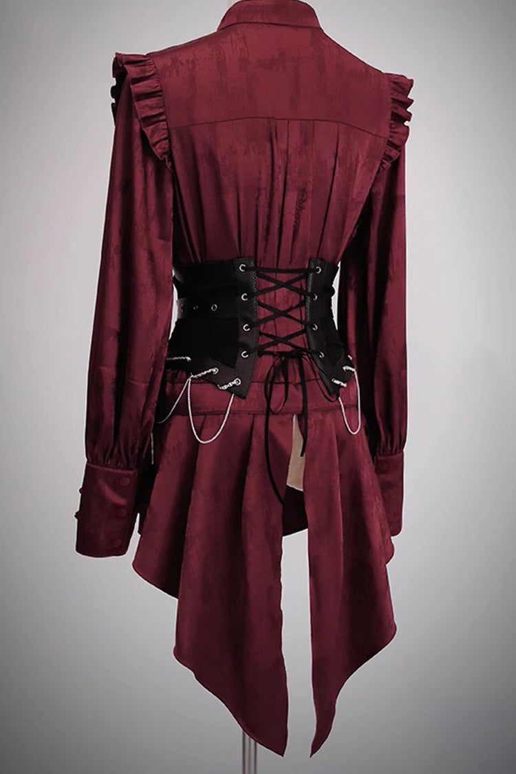 Classic Ouji Shirt - Bone Dragon, 3 Colors, Stand Collar, Ruffled, Embroidered - additional product view 10