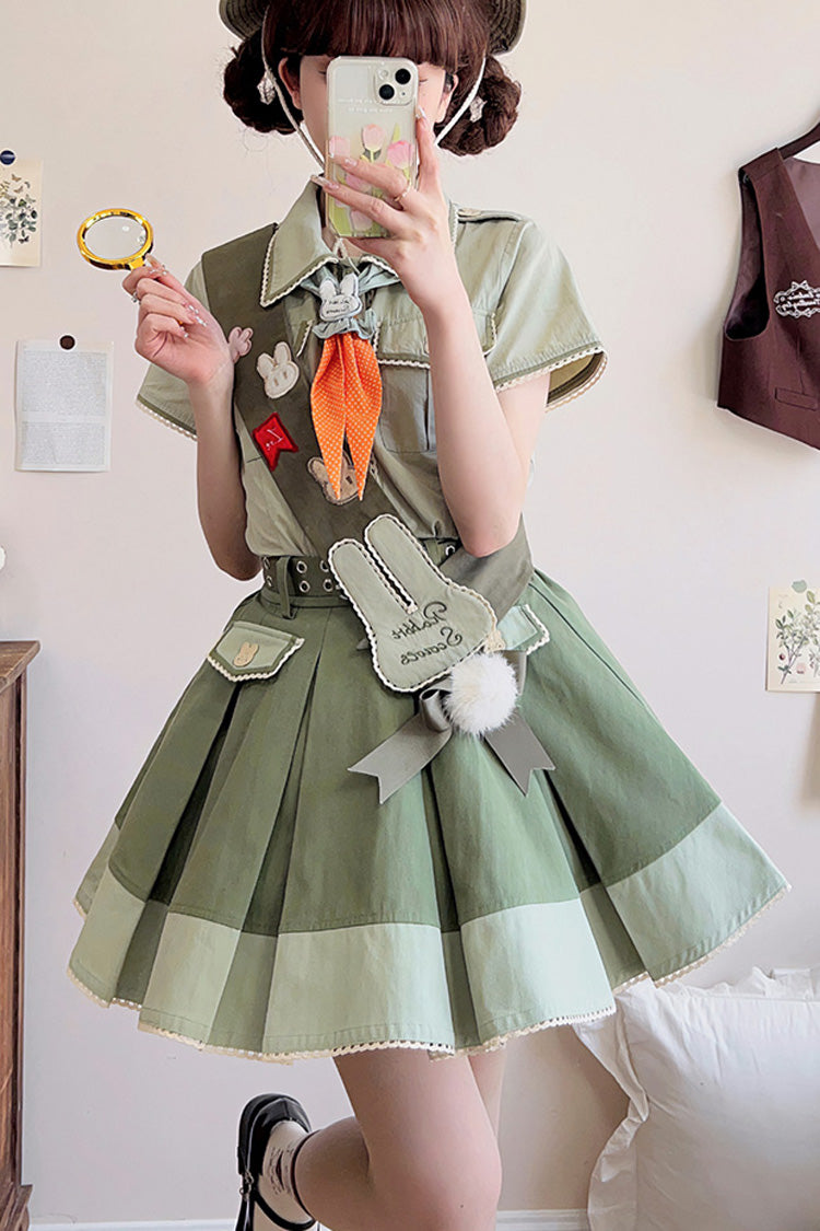 Classic Ouji Shirt - Bunny's Spring Journey, Green - Prince Style Layering Top - additional product view 2