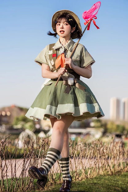 Classic Ouji Shirt - Bunny's Spring Journey, Green - Prince Style Layering Top - additional product view 3