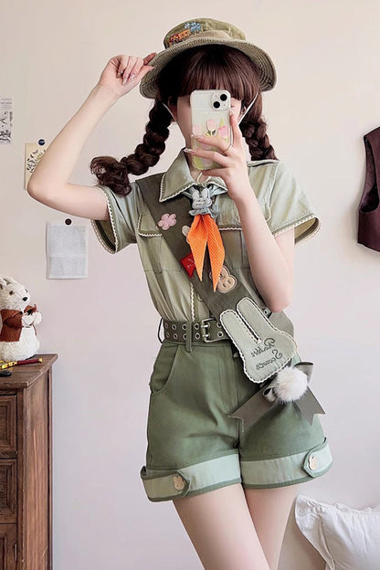 Classic Ouji Shirt - Bunny's Spring Journey, Green - Prince Style Layering Top - additional product view 5